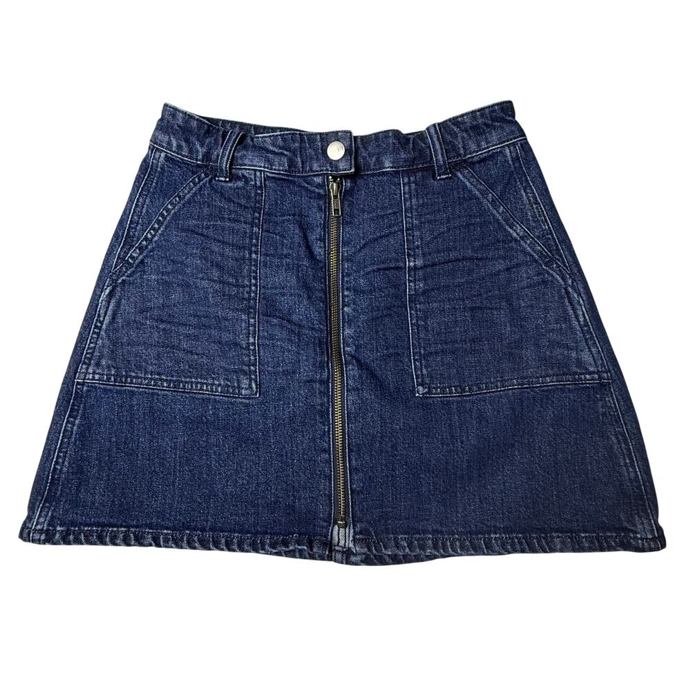 Madewell Denim Skirt Women's 26 A-Line Jean Full Zip Dark Wash